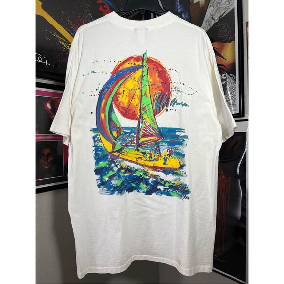 Hobie Other - Vintage 90s Hobie Surf Painted Sailboat Tee